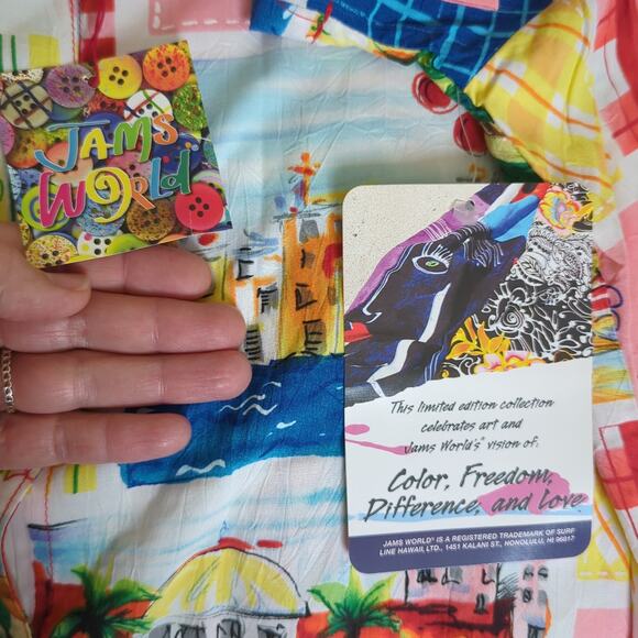 NWT Jams World Top Colorful Abstract Artsy Short Sleeve Limited Edition Wmns XXL - Picture 7 of 8